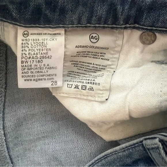 Ag Adriano Goldschmied Cropped Jeans The Stilt Roll-Up Cigarette Distressed 28 - Picture 5 of 11